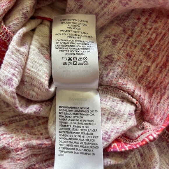 Lucky Brand Women's Top Size Large Red Multicolored Pattern Ruffled Sleeves - Picture 8 of 8